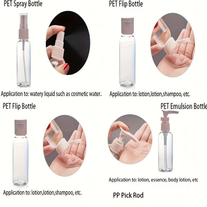 Advanced travel bottle set - Leak proof and refillable containers for toiletries, shampoo, and conditioner - portable