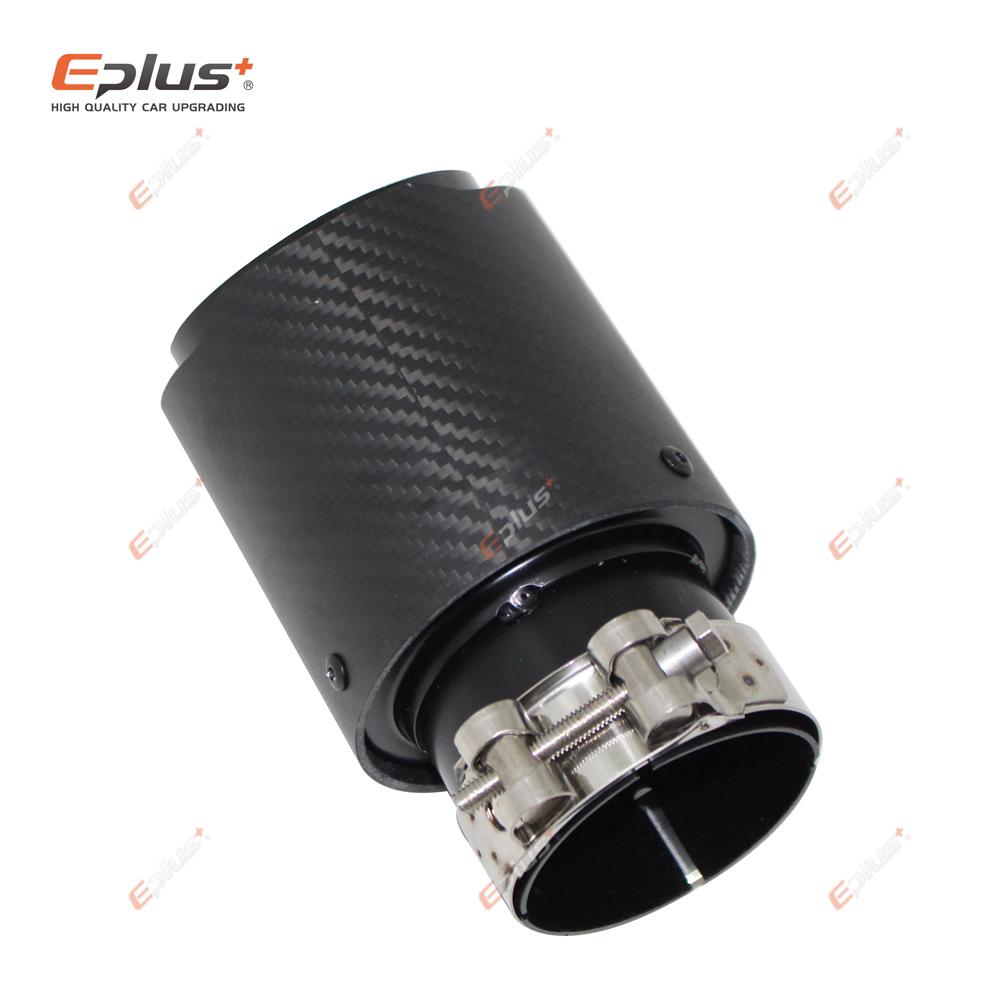 Universal Car Matte Carbon Fiber Muffler Tip Exhaust System Pipe Mufflers Nozzle Straight Stainless Black