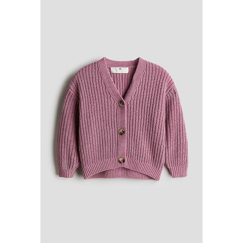 

HM Children s Clothing Girl s Sweater Autumn Loose Fashion Single-Breasted Rib V-neck Knitted Cardigan 0975220 Dark gray Pink 150/76((10-12Y))