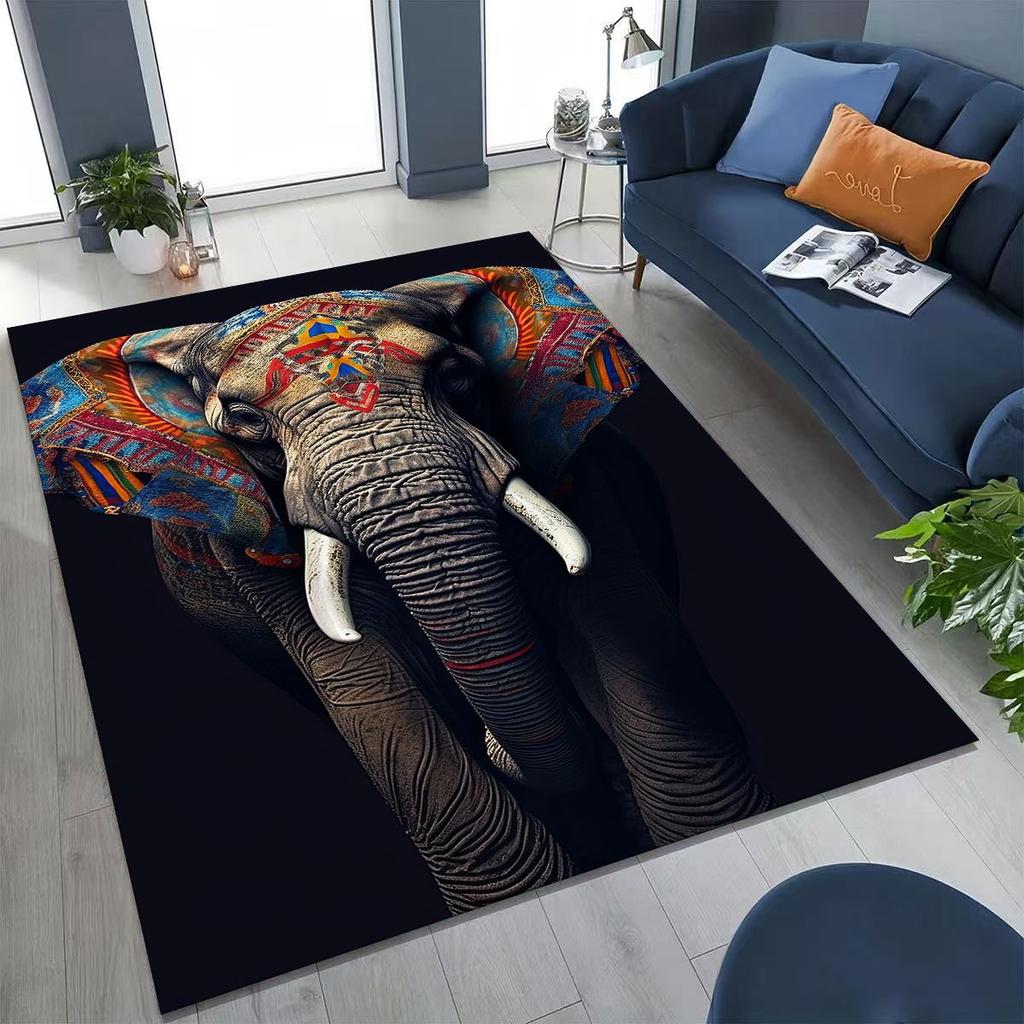 27 Stil Weisheit Elefant Cartoon Teppich für Schlafzimmer Wohnzimmer Sofa Zuhause Fußmatte Dekor,Große Kinder Spiel Anti-Rutsch Bodenmatte Geschenk