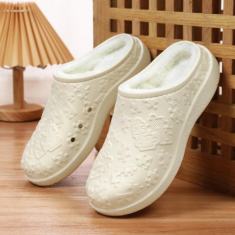 New Winter Unisex Home Cotton Shoes Warm Plush Slippers Couple's Indoor Anti-slip House Slides Men And Women Soft EVA Shoes