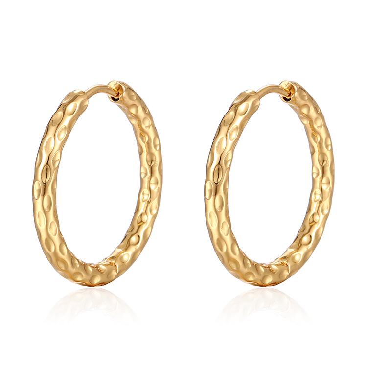 European-American Fashion Star Titanium Steel Round Women's 18K Gold-Plated Minimalist Stainless Steel Earrings