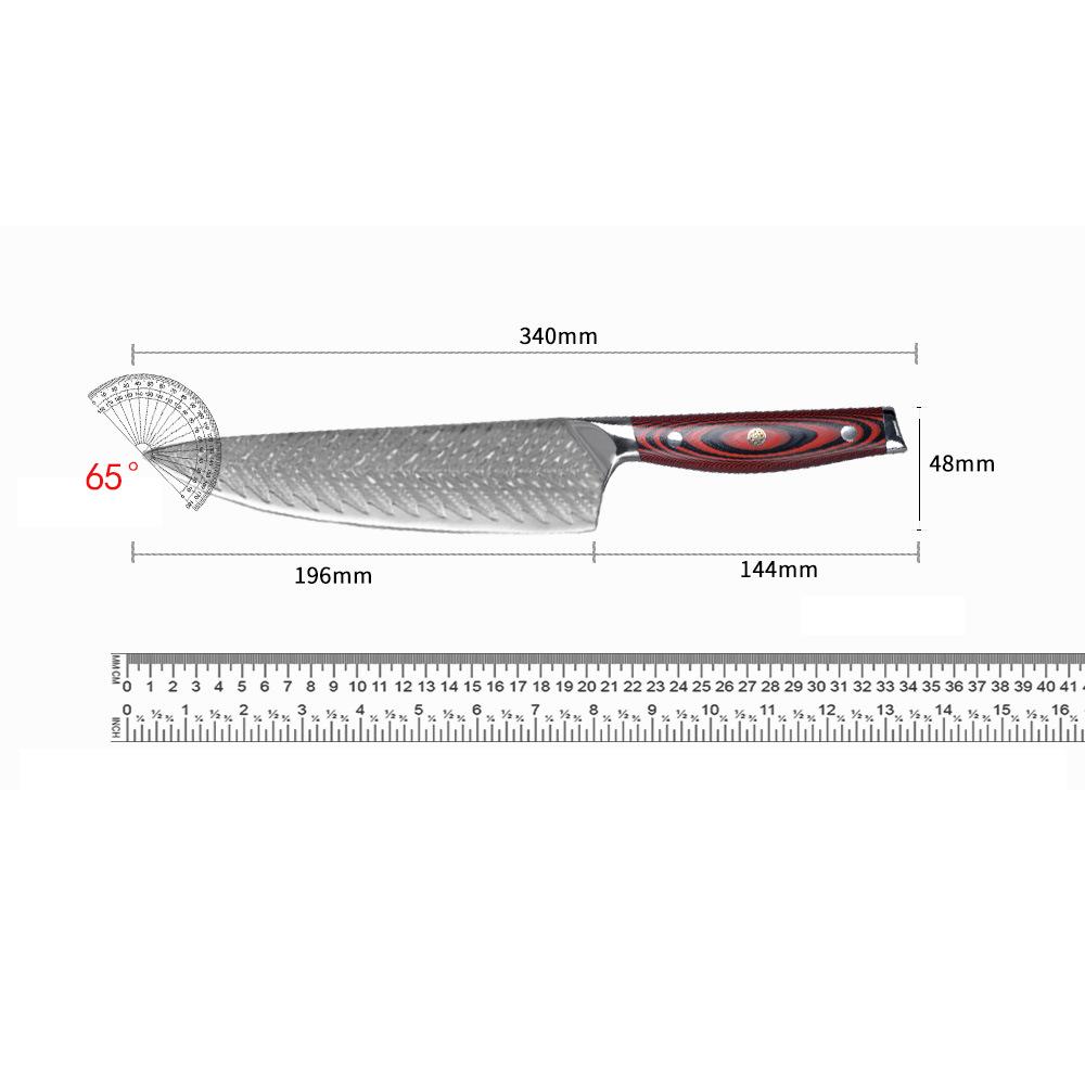 8 Inch Chef Knife 67-layers Damascus Steel 10Cr15Mov Blade G10 Handle Slicing Vegetables Cleaver Meat Japanese Kitchen Knife