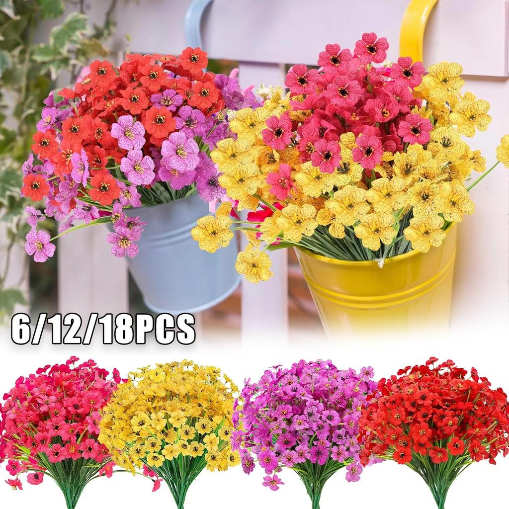 Artificial Violet Flowers Fake Spring Grass Faux Plants for Wedding Garden Decor Outdoor Artificial Floral Home Decoration