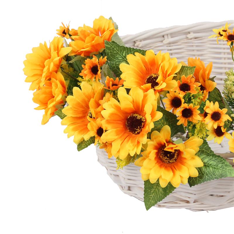 7 Forks Artificial Sunflower Bouquet Silk Sunflower Bunch Flowers Bulk for Home Wedding Decorations