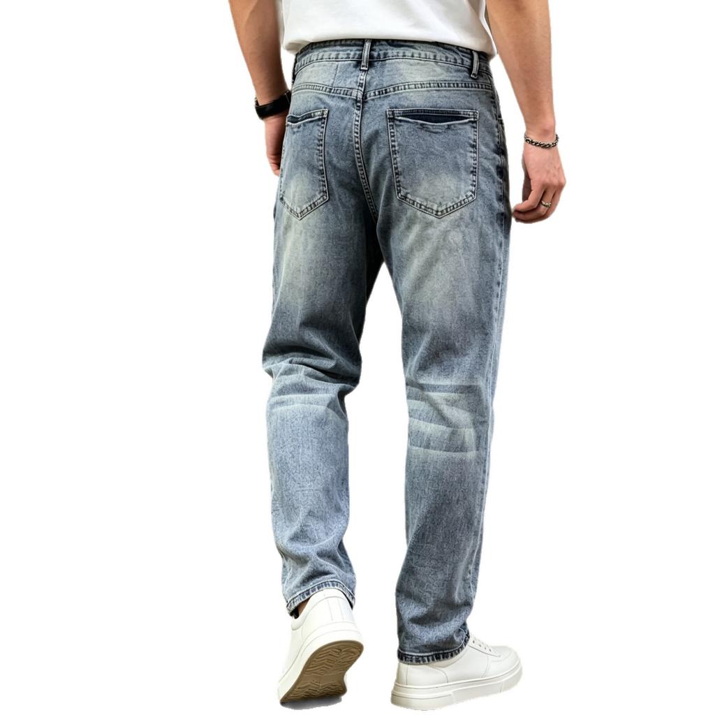 American-style Washed Wide-leg Men's Jeans Loose Straight Trousers Summer New Trendy Brand Drape Jeans