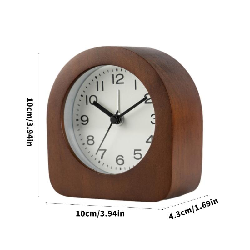 Quiet Kids Wood Analog Alarm Clock with Soft Night Light Battery Operated for Bedsides Use with Easy Snoozes Function