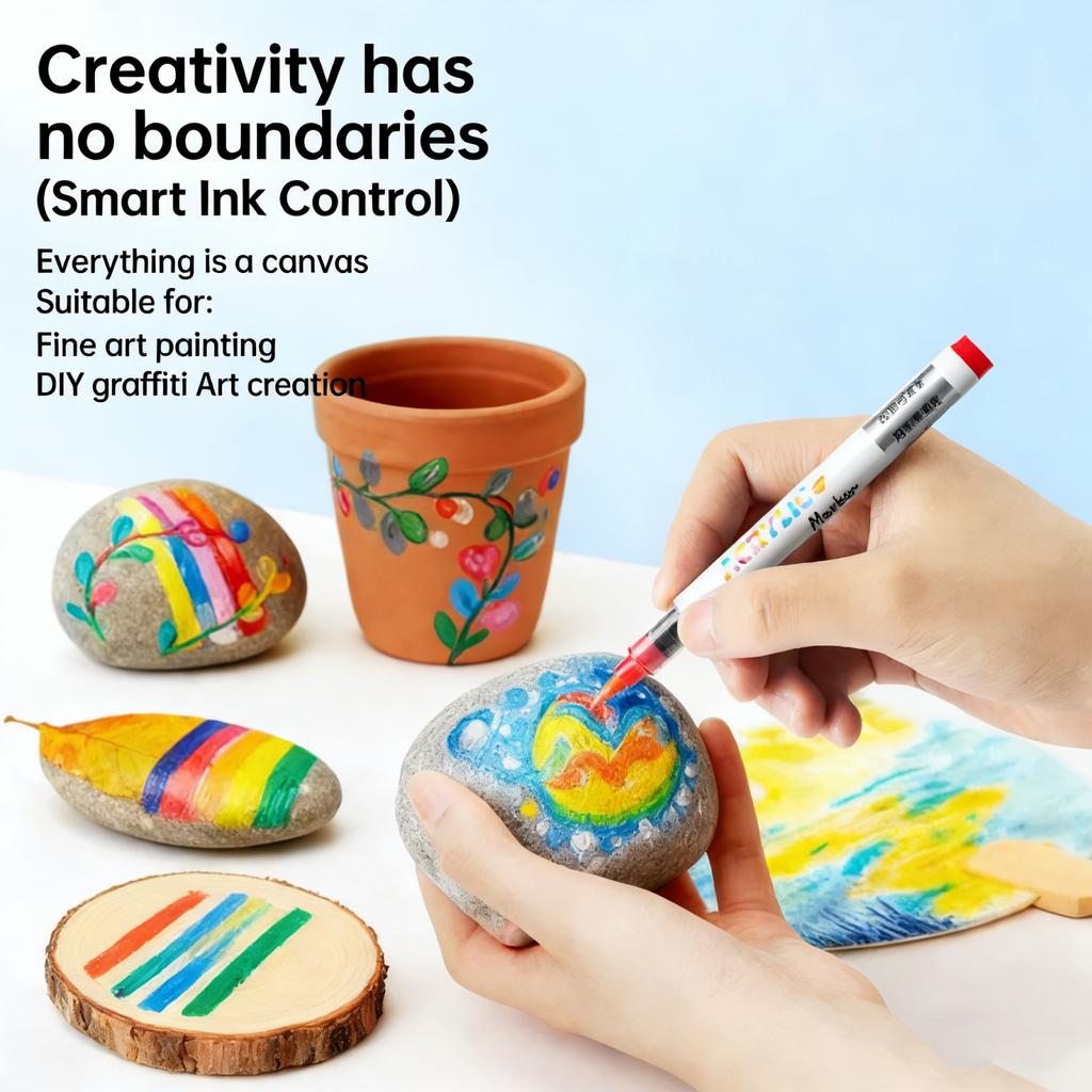 60/48/36/24 Colors Acrylic Color Markers Direct Liquid Paint Marker Pen DIY Drawing with Storage Box School Supplies Stationery