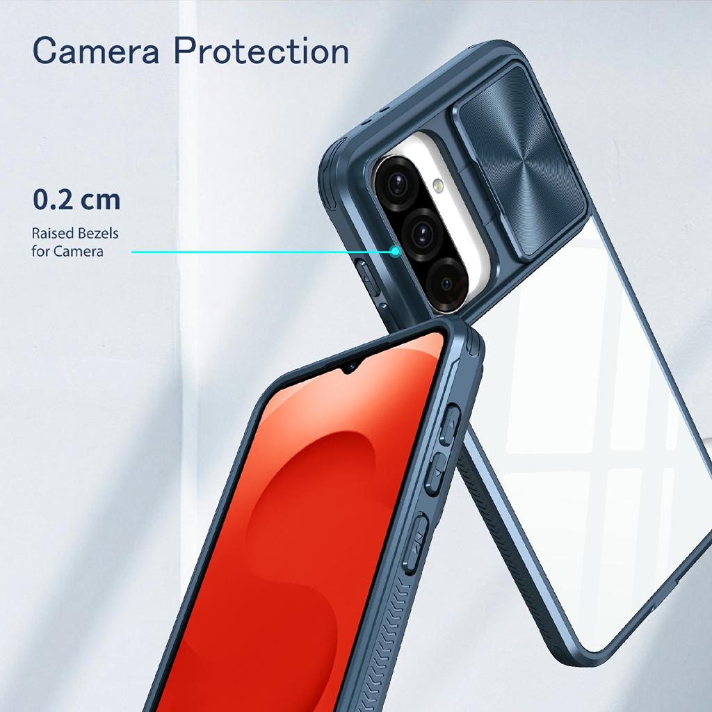 For Samsung Galaxy A26 5G Case TPU + PC Clear Phone Cover with CD-Veins Camera Lens Sliding Lid