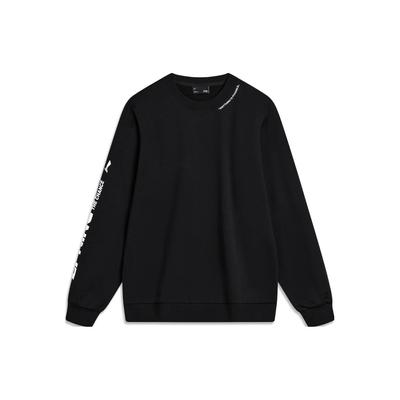 Li Ning Sports Lifestyle Series Letter Logo Printed Fleece Pullover Sweatshirt Unisex Sweatshirt Black AWDTB37-2