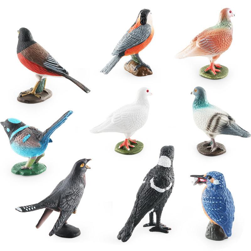 Atemberaubendes, realistisches Vogelfiguren-Set mit farbenfrohen Tauben-, Elster- und Kuckucksmodellen