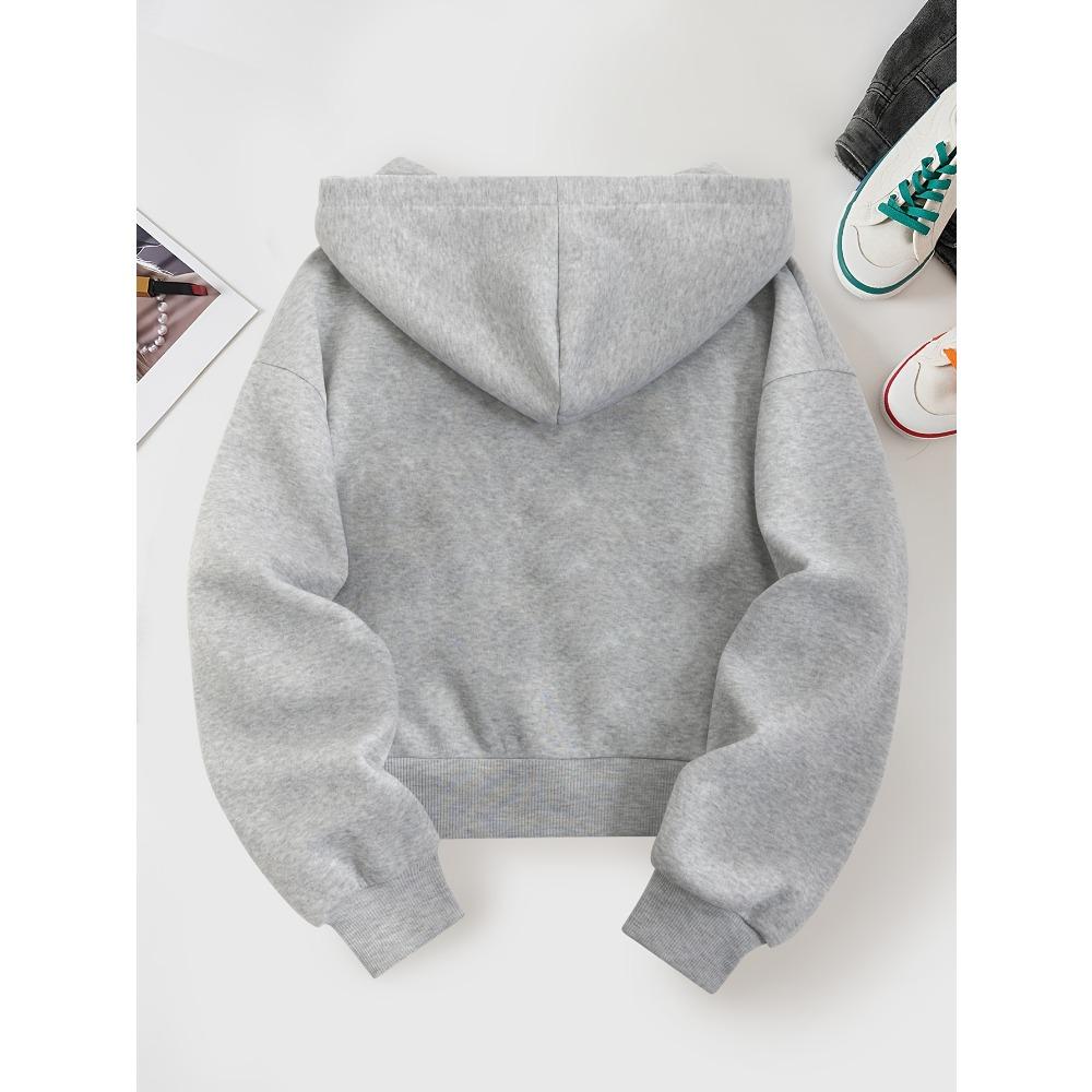 Early Autumn New Short Hooded Sweatshirt, American Retro Letter Cross Print, Sexy Spicy Girl Versatile Loose and Slimming Zipper Jacket
