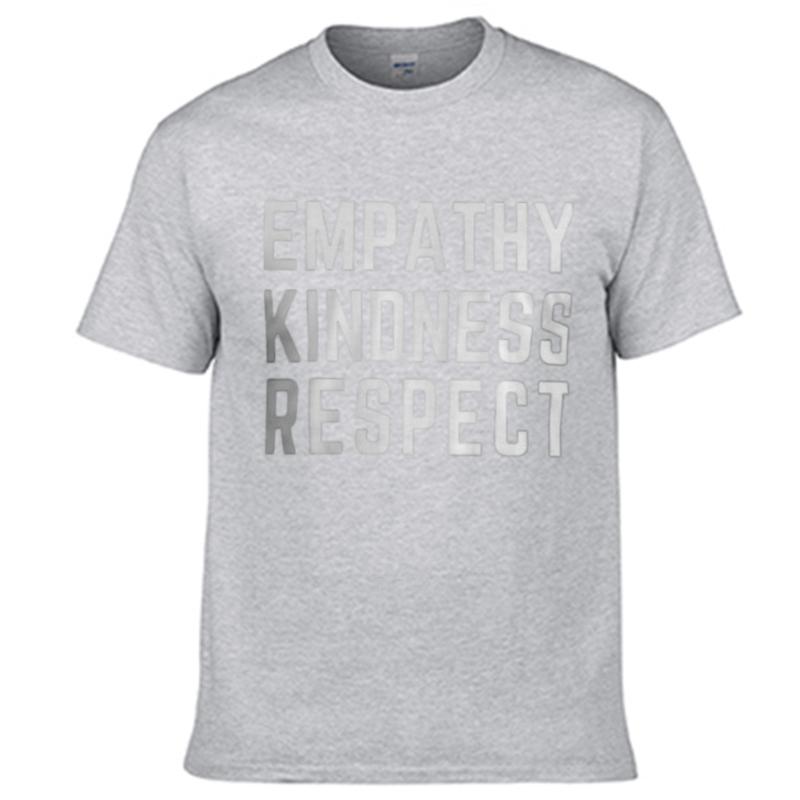 Empati Vänlighet Respekt Aktiv Slogan Herr Snabbtorkande Mjuk Bomulls T-shirt Kort Ärm Rund Hals T-shirt