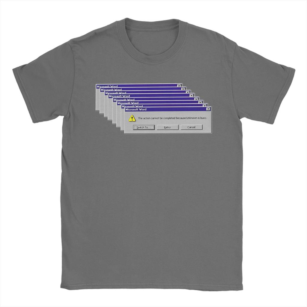 Hipster Windows 98 Foutmelding T-shirts voor Mannen Ronde Hals 100% Katoen T-shirts Korte Mouw Zomer Tops