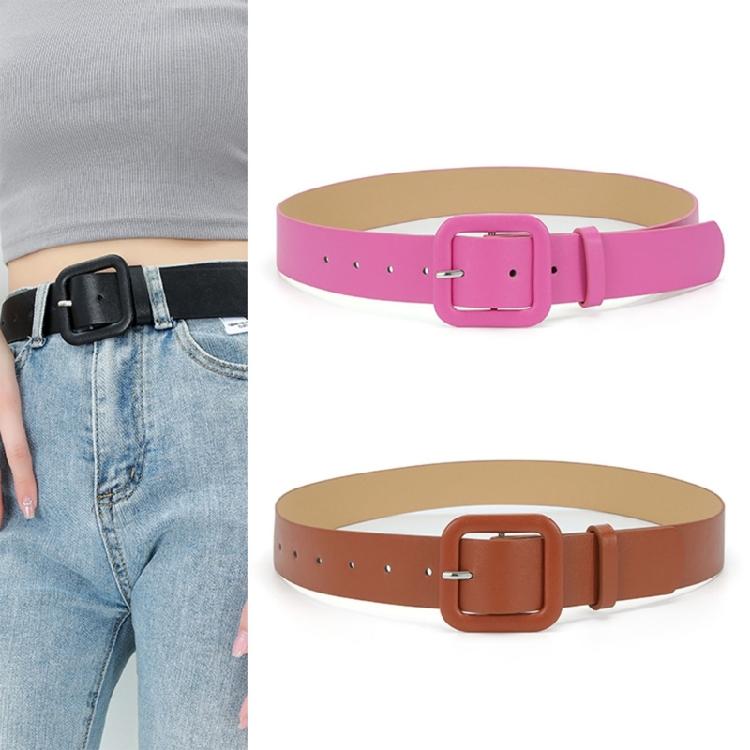 Trendy Square Clasp Belt for Women Durable PU Leather Strap Adjustable Fit Casual Formal Wear