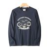 Men's Vintage Motorcycle Style Cotton Printed Base Shirt, Spring and Autumn American Casual Loose Long-Sleeve T-Shirt