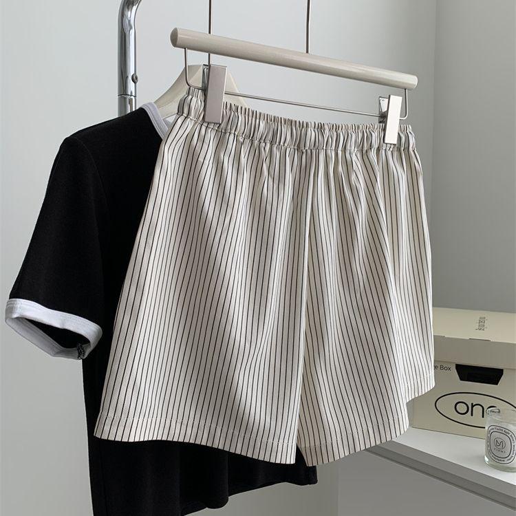 

Женские повседневные летние шорты в полоску корейского стиля больших размеров с широкими штанинами L