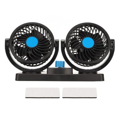 USB Car Fan Dual Head Quiet 360 Degree Rotatable Powerful Portable Vehicle Cooling Fan for Truck RV