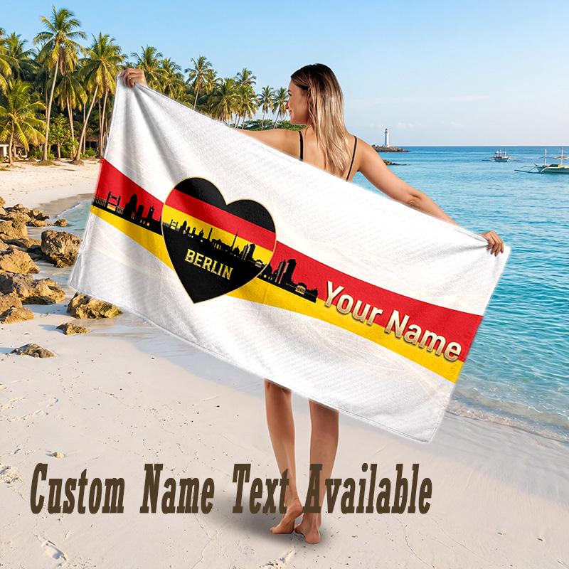 Germany National Football Team Design Beach Towel Custom Text Large Towel for Beach Vacation