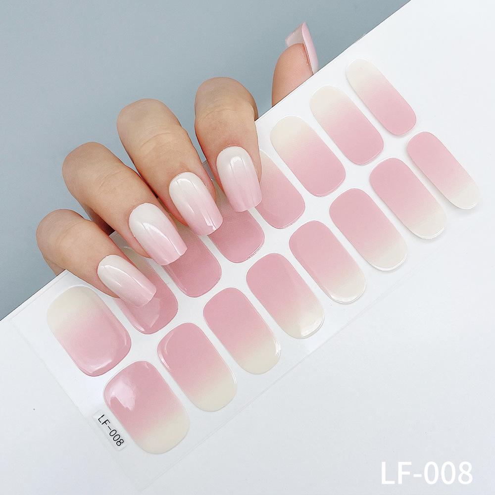 LF No-Bake Waterproof Gel Nail Stickers - Solid, Glitter, Color Block, Gradient Full Cover