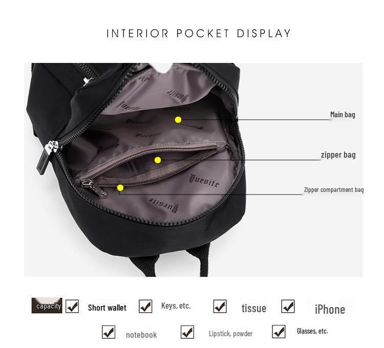 Dámský mini nylonový ležérní batoh - Módní školní a cestovní taška