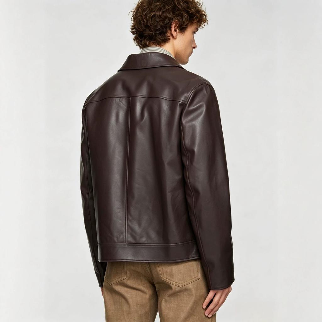 Vintage PU Leather Jacket Men's Lapel Jacket Fashion Loose Top Men's