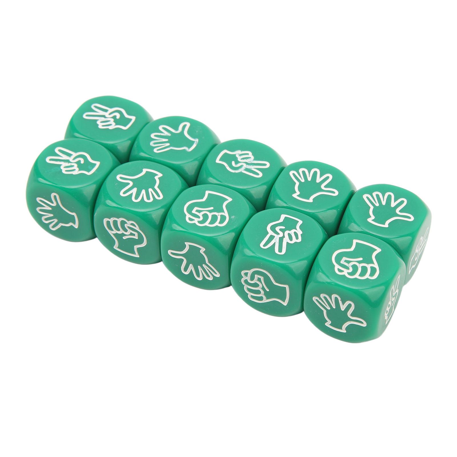 

10Pcs Dice Set 6 Sided Waterproof Antioxidant Finger Guessing Game Dice for Board Game Education Green зелёный