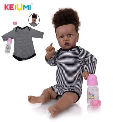 Wiedergeborene Babypuppen 57cm Silikon Ganzkörper Schwarze Haut Mode Lebensecht Wiedergeborene Mädchenpuppe Kindertagsgeschenke