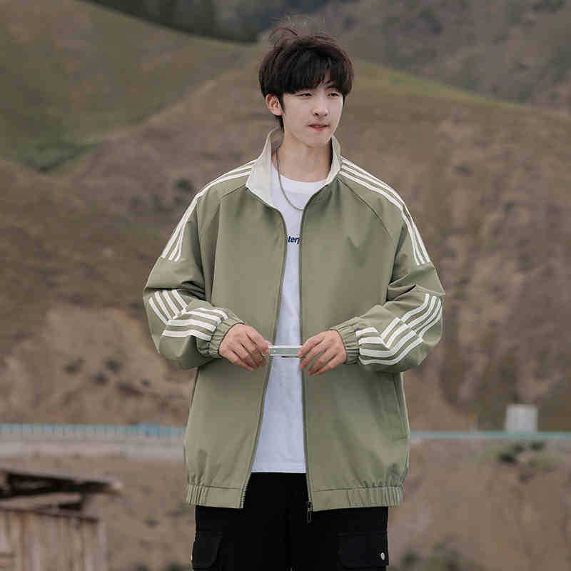 

Куртка мужская с цветными блоками и полосками по бокам, со стойкой, на весну и осень, новая свободная повседневная спортивная куртка 3XL