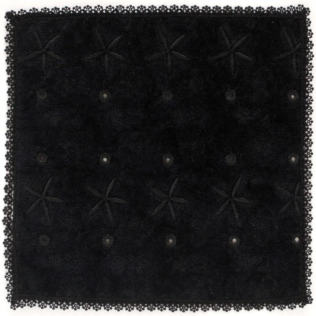 Lace Towel Floral [PAUL&JOE ACCESSOIRES] Handkerchief, Pattern, Women's, Approx. 25cm, 107112-0003 (Black)