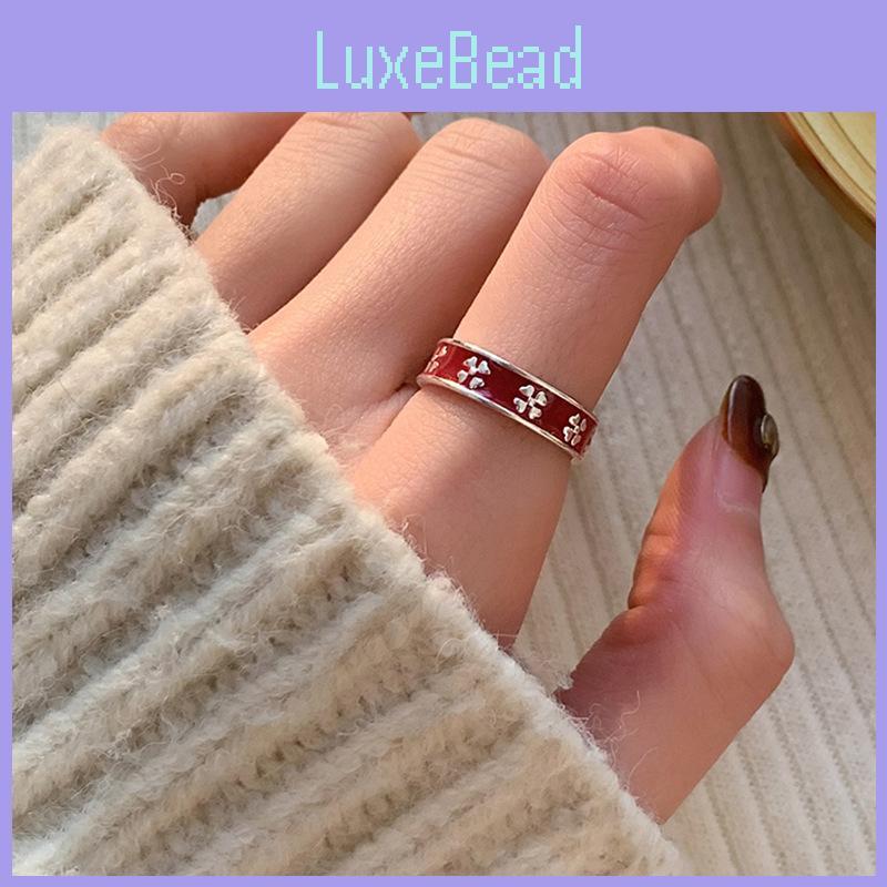 Elegant Floral Copper Ring For Women With Adjustable Open Design In Red Color For 2023 Trendy Style