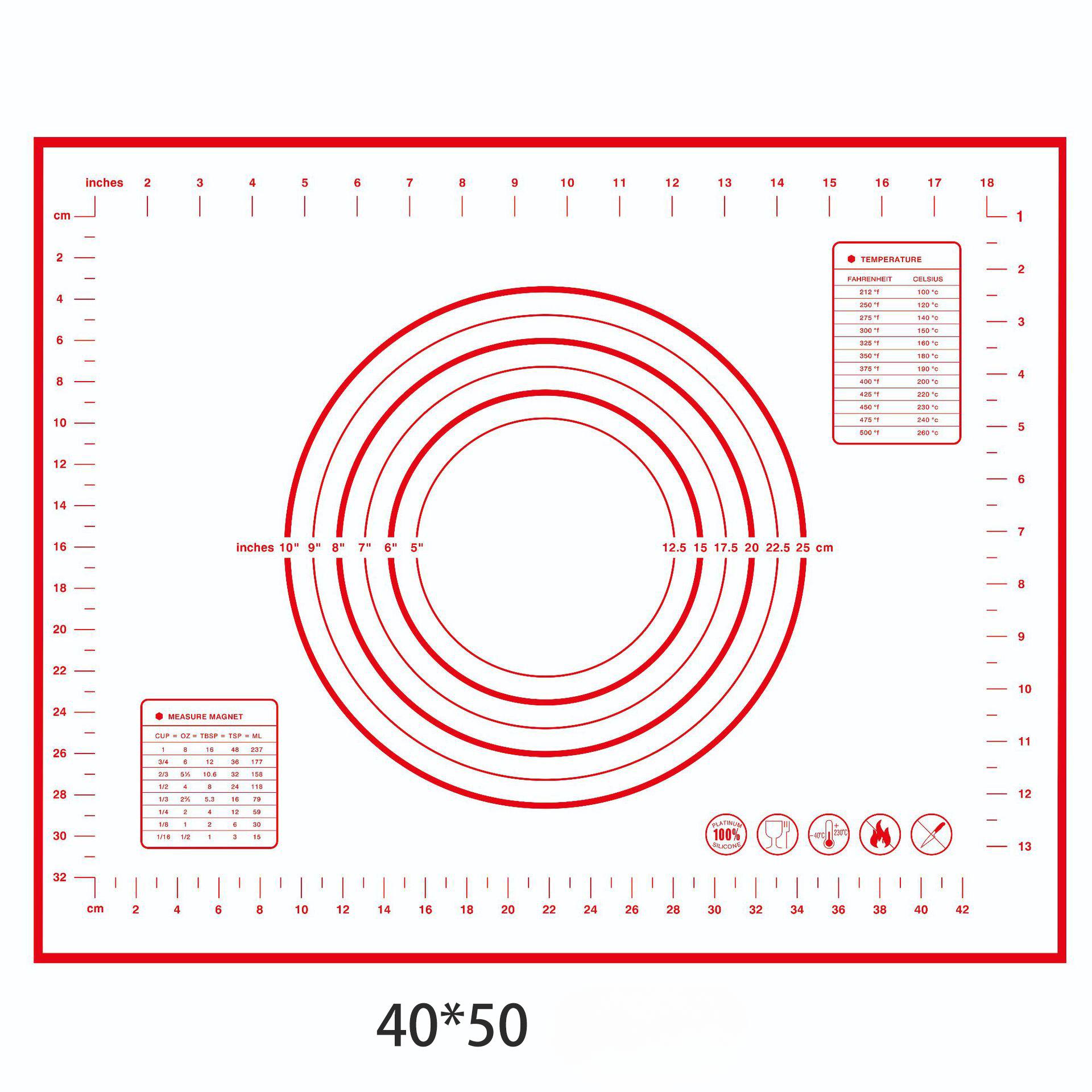 

1шт силиконовый коврик для выпечки коврик для замешивания теста пиццы торт тестомес кухонный гриль антипригарные гаджеты формы для выпечки 40*50CM красный