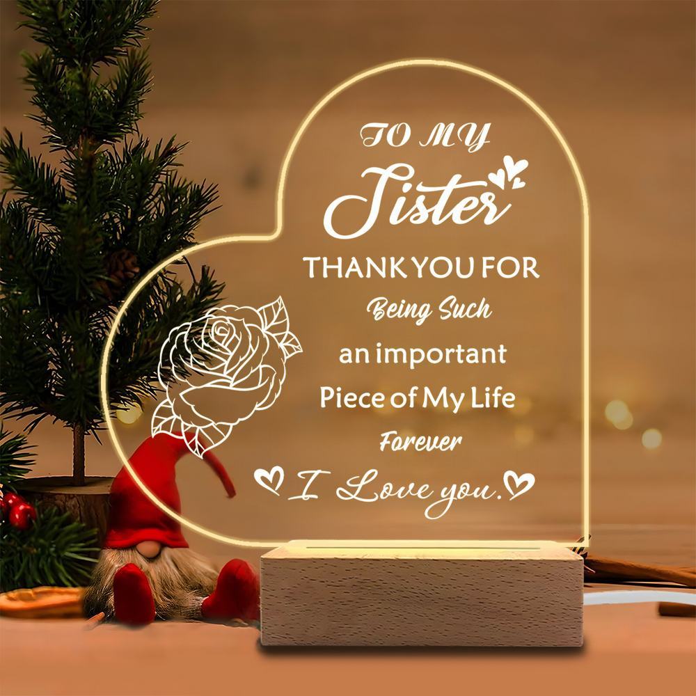 

1PC Acrylic Luminous Display Photography Accessories, USB Base, Sister Gift, I Love You Figurines Plastic чистый
