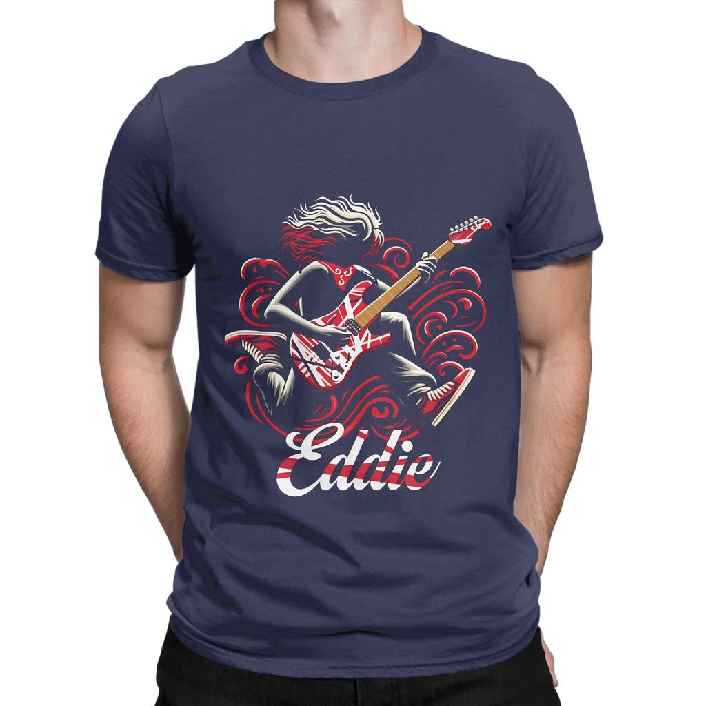 Eddie Van halen guitar tshirt merch Novelty Graphic 100 Cotton TShirt Van Halen Tees Tops For Unisex