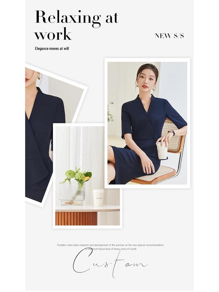 Elegant Women's Summer Skirt Suit for Beauty Salon Receptionists - Professional Goddess Style Workwear