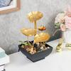 Yousheng Gold Tabletop Water Fountain 3-Tier Waterfall Fountain with Light Indoor Lotus Desktop Small Fountain with Rocks for Zen Home Office Bedroom