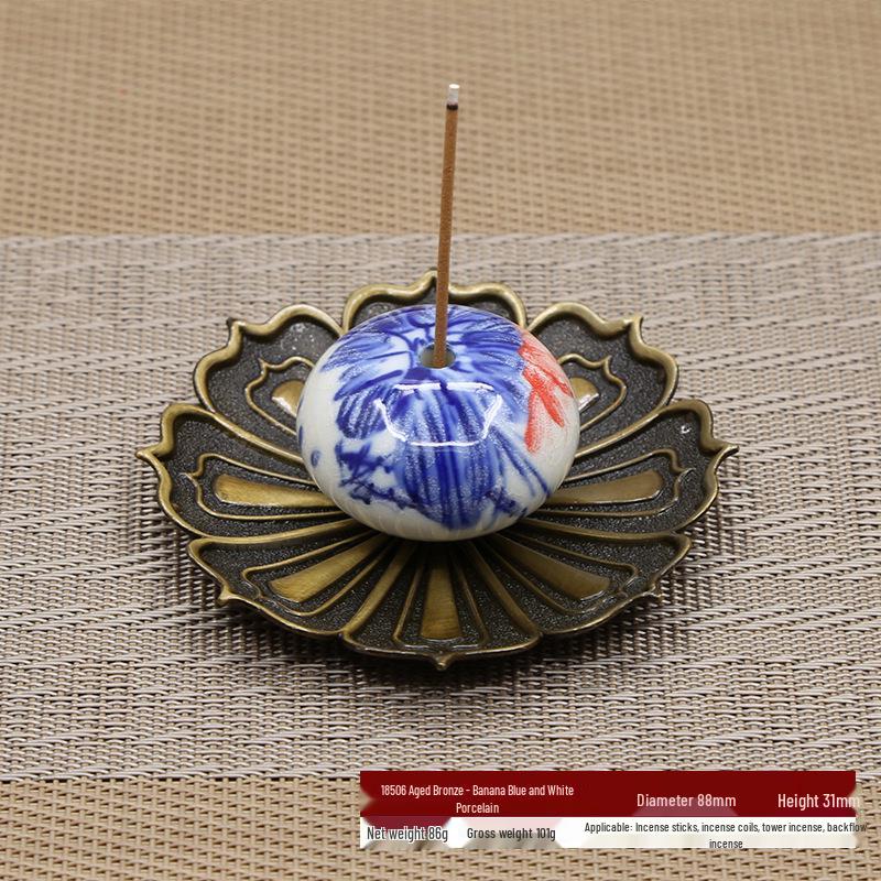 Porcelain Blue & White Incense Tray & Backflow Burner Ornament
