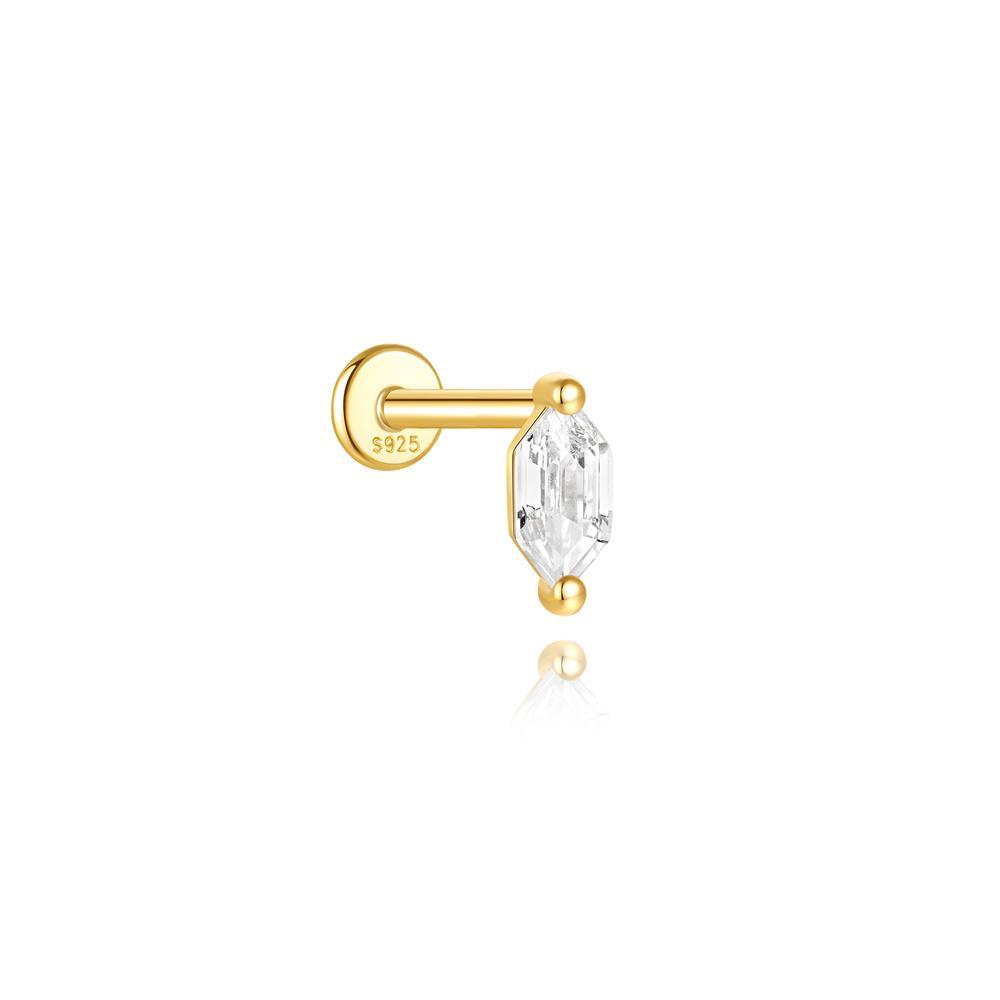 CANNER 1PC 925 Silver Red Dripping Oil Koi Flat Head Thread Puncture Earring For Women Geometric Horse Eye Earring