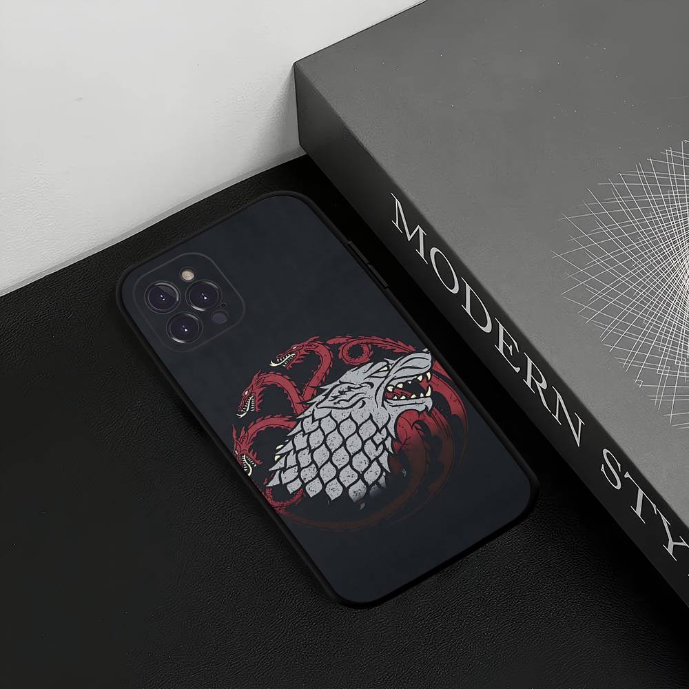 Custodia Nera in Silicone con Fantasia Logo Cool di Game of Thrones Per iPhone 17 Air 16 15 14 13 12 11 Pro Max Plus Retro in TPU