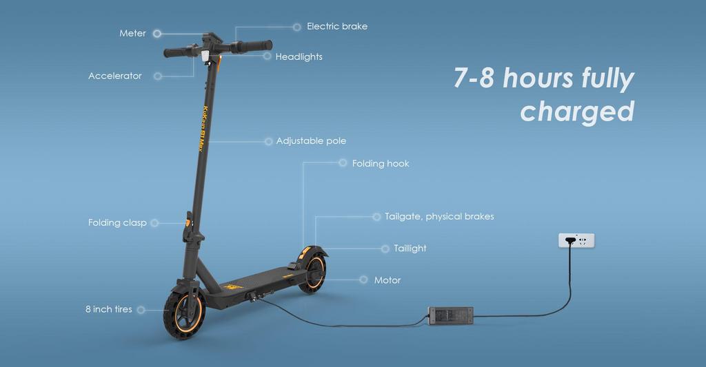 KuKirin S1Max 350W Foldable Electric Scooter 36V10.4Ah Battery 39KM Range 30km/h LED Display Portable E-Scooter