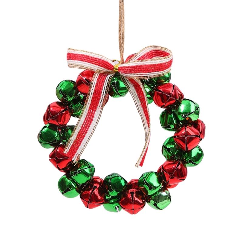 Metal Christmas Bell Decoration 13x20cm Small Christmas Wreath For Front Door Christmas Tree Holiday Hanging Decoration