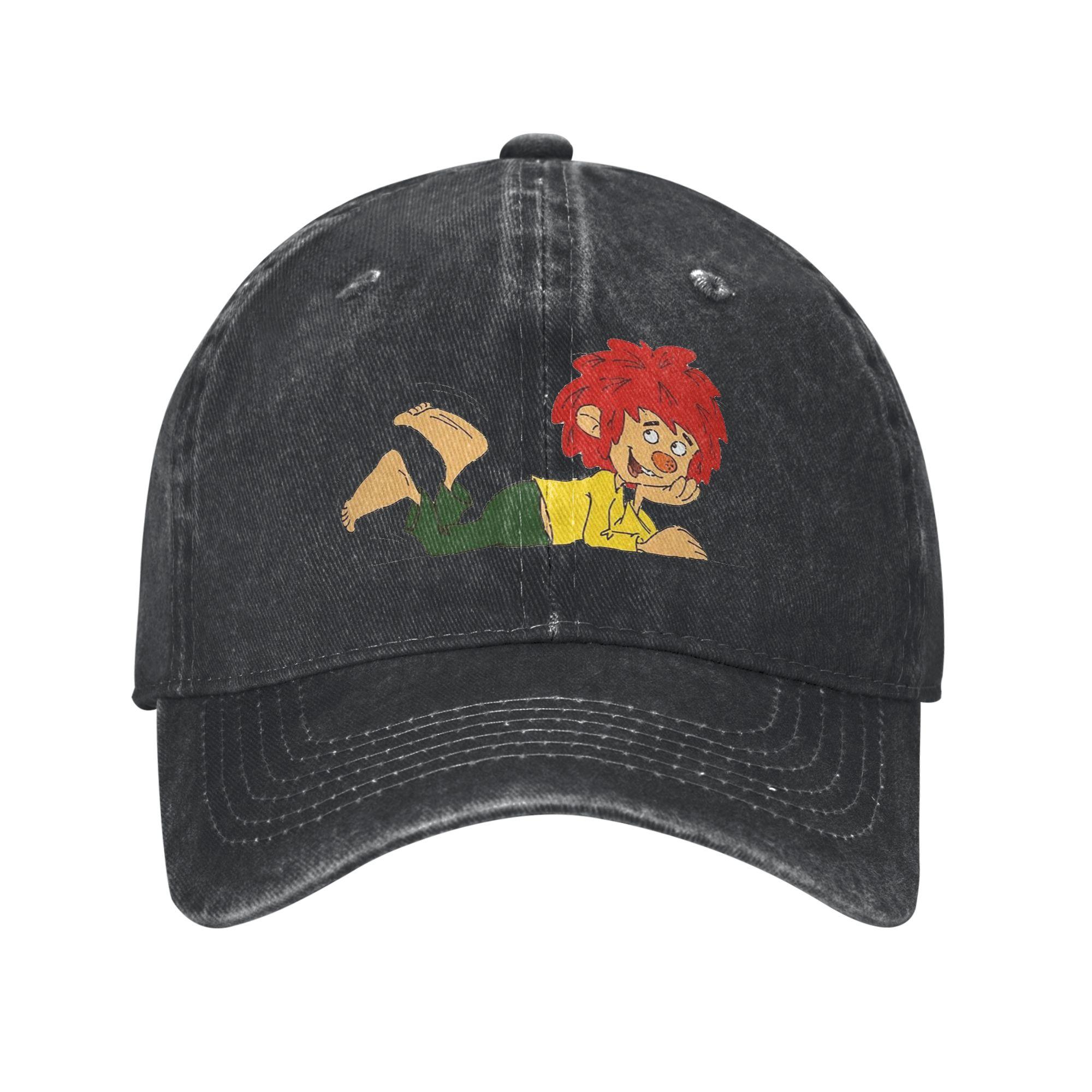 

Pumuckl Washed Denim Baseball Caps Snapback Baseball Hats Breathable Casquette Outdoor Unisex One Size