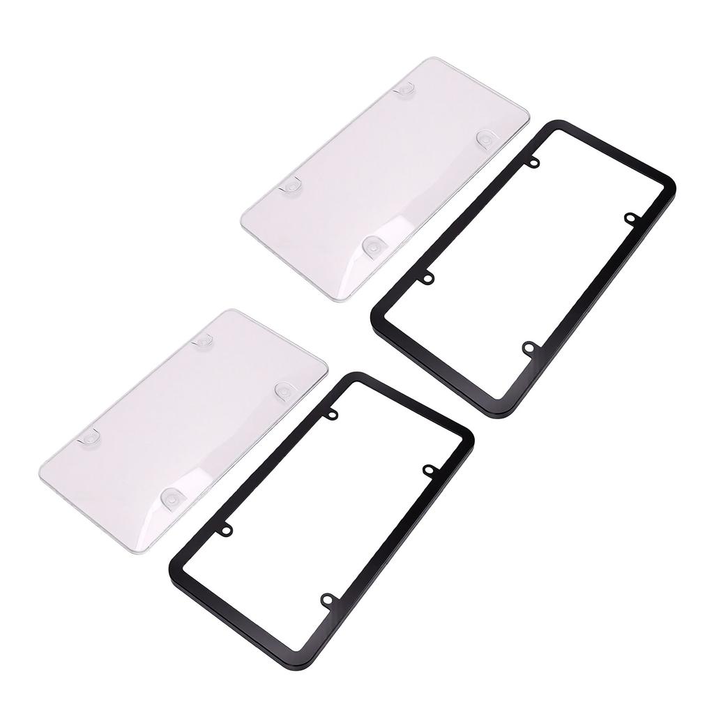 2PCS License Plate Cover Frame Transparent License Plate Protection Frames for United States Canada