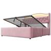 Upholstered bed 140 x 200 cm, hydraulic storage, velvet cover, LED headboard light, USB & USB-C charging, headboard storage, metal bed base, pink