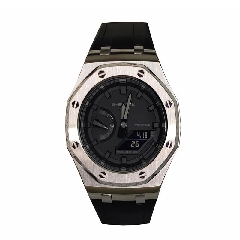 CASIO Men Liquid Crystal,Analog Dual Display Series Black Watch GA-2100-1A1(Watch3--)