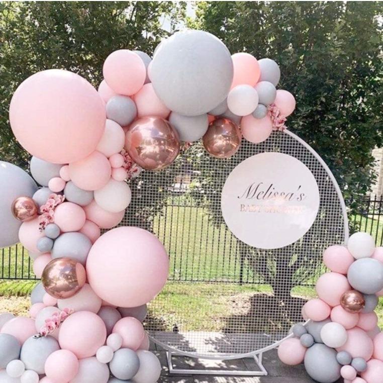 Macaron Balloon Chain Package, Pink Grey Balloon Birthday Party Wedding Decoration Balloon