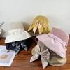 Women's Printed Bow Fisherman Hat with Large Brim Summer UV Resistant Folding Sun Hat