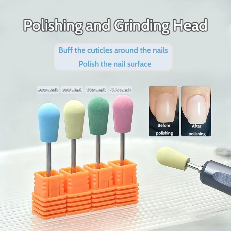 Nail Art Silicone Grinding Head Safe And Fast Sanding Polishing Nail Drill Bit Electric Grinder Rotary Burr Head Cuticle