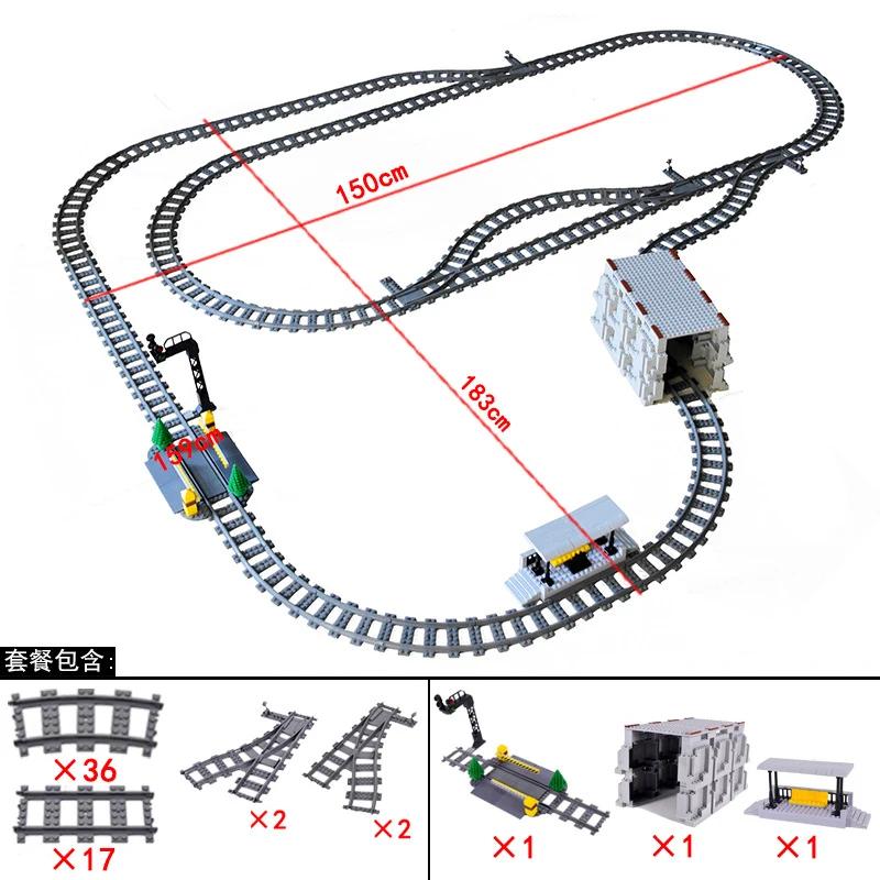 Compatible With LEGO MOC Railroad Bridge Train Track Combination Scene Building Blocks DIY Cross Track Bricks Toys Rail Car