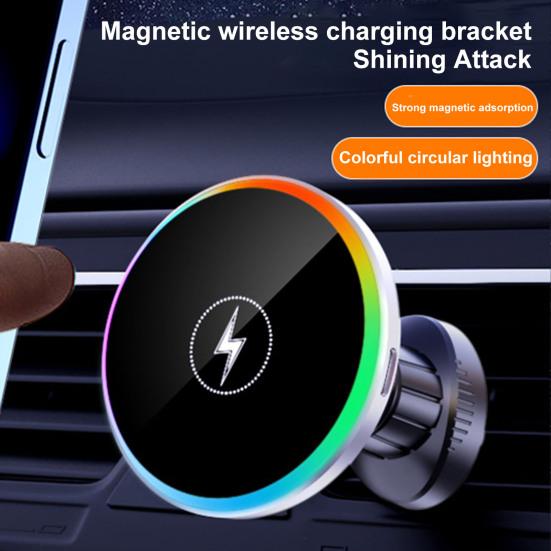 

15 Вт беспроводной автомобильный магнитный держатель зарядного устройства, беспроводная зарядка телефона, вращение на 360 градусов, крепление для телефона без рук, прочное серый